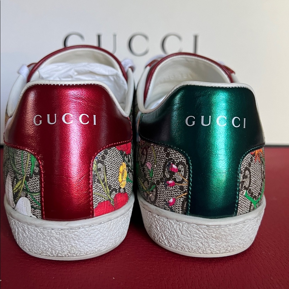 Gucci Women's Floral Sneakers - Red, Green, and Pink - Picture 3 of 9